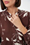 Women's Patterned Long Hijab Dress 2585 - F.Brown - 5
