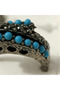 Bronze Jewelry Authentic Turquoise and Marcasite Stone Stripe Model Vintage Women's Ring - 5