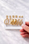 Vintage Style Golden Muse 6-Piece Earring Set Women's Bijouterie Yellow
