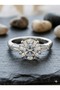 3S Triple Fold Radiance of Elegance: Non-Tarnish Steel Three Stone Design Solitaire - 2