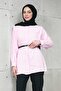 Pink Hidden Placket Modal Woven Tunic with Waist Belt