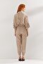 Elastic Waist Bomber Jacket and Trousers Set Beige - 4