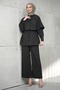 Brown Cape Detailed Tunic Trouser Suit - 2