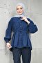 Navy Blue Bel Tie-Detail Modal Casual Shirt