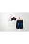 Baby Boy Polo Neck Star Patterned T-Shirt Denim Shorts 2-Piece Summer Set - 2