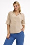 Women's Blouse - Linen Batwing Sleeve Blouse - 1640