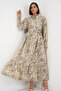 Women's Belted Hijab Dress 2589 - Beige - 3