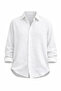 Oversize Seasonal Linen Textured Loose Fit Long Sleeve Comfortable Men's White Shirt