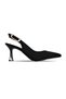 Poppy Women's Gold Metal Detailed Pointed Toe Heeled Shoes B4423