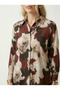 Women's satin shirt - classic collar, button-down front, cuffed long sleeves - style 4198 - 4