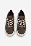 Women's High Thick Sole Sneakers Lace-Up Sports Shoes Hesna Brown Linen - 7