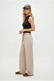 Women's Henri Modal Touch Kordon Belt Li Pleated Pocketed Beige Sweatpants - 3