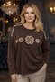 Women's Elegant Clover Stone Worked Lucky V Viscose Plus Size Blouse