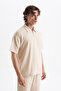 Men's 100% Cotton Piece Linen Look Pants T-Shirt Set Beige - 3