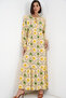 Women's Patterned Hijab Dress 2594 - Yellow - 3