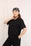 Women's Black Polo Collar Top and Bottom Set - 7