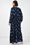 Women's Patterned Hijab Dress 2594 - Navy Blue - 6