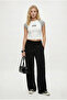 Women's Henri Modal Touch Kordon Belt Li Pleated Pocketed Black Sweatpants - 2