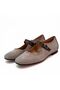 Mink Suede Brown Leather Paneled Piped Detail Women's Square Toe Ballet Flats - 4