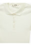Short Sleeve Buttoned Slim Fit Cropped Polo Neck T-Shirt - 5