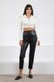Ecru Zippered Viscose Corded Fabric Cropped Women's Knitwear Cardigan - 4