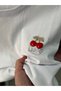 Cherry Strap White Crop Combed Cotton T-Shirt - Women's T-Shirt - 4