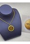Ayatul Kursi Written Steel Necklace Gold Color - 2