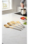4-Piece Luxury Bamboo and Stainless Metal Strappy Kitchen Serving Set - Spatula Spoon Colander Set 32 cm - 3