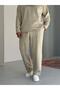 Seam Detail 100% Cotton Beige Sweatpants - 2