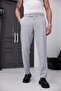 Men's Light Gray Slim Fit Stretch Fabric Side Pocket Ankle-Length Plain Fabric Trousers - 2