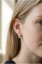 Gold Color Zircon Stone Geometric Square Design Steel Tarnish Resistant Earrings - 2