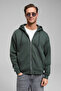 Ashby men's Hooded Zippered Pocket cord boxy fit green sweatshirt