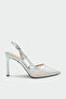 Oxty Sheer Detailed Silver Women's Heeled Shoes