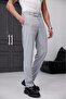Men's Light Gray Slim Fit Stretch Fabric Side Pocket Ankle-Length Plain Fabric Trousers - 3