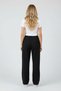 Women's Black 100% Organic Cotton Muslin Palazzo Pants - High Waist, Wide Legs, Lightweight Fabric - 8