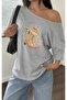 Lets Go Girls Printed Oversized Women's Boat Neck T-Shirt