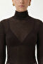 Women's Adel Sheer Turtleneck Ultra Lightweight Brown Knitted Blouse - 6