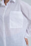 White Flared Linen Shirt - 6