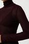 Women's Adel Sheer Turtleneck Ultra Lightweight Claret Red Knitted Blouse - 3