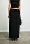 Bellisima Women's Soft and Stretchy Fabric Buckle Detail Regular Black Skirt - 4
