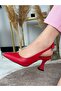 Royal Women's Leather Short Goblet Heel Pointed Toe Open Back Bow Detail Heeled Shoes - 7