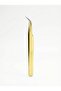 Professional Silk Eyelash Tweezers Curved Fine Tip Stainless Steel Gold