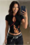 Mandarin Collar Dragon Motif Chines Style Short Sleeve Blouse - 2