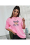 Kelebek Printed Oversized Crew Neck Short Sleeve Summer Women's Combed Cotton Tshirt - 2