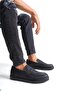 Laceless Belted High Black Sole Men's Shoes - 2