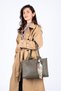 Women's Scarf Shoulder Bag , Large Size Zippered Vegan Leather Bag - 2
