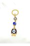 Navy Blue Fish Stone Metal Keychain, Luck Keychain, Metal Evil Eye Bead Keychain - 2