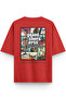 Gta San Andreas Sırt Printed Semi Oversized Red T-Shirt 1364