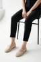 Women's Cream Color Buckled Ballet Flats - 4