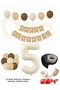 5 Year Old Retro Birthday Set; Cream Number Foil, Banner, Tape Chain, High Quality Latex Balloon